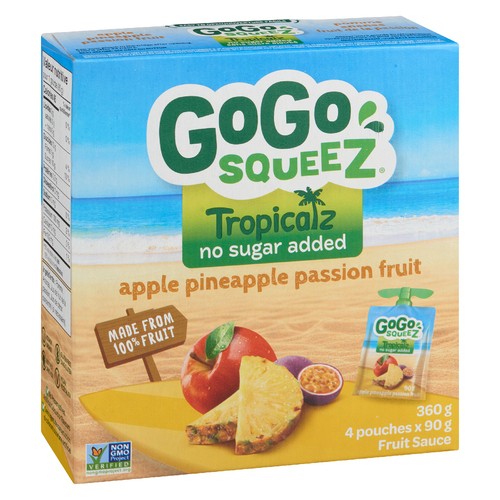 Gogo Squeez Apple Sauce Tropic Apple Pineapple Passion Fruit 4 X 90 g