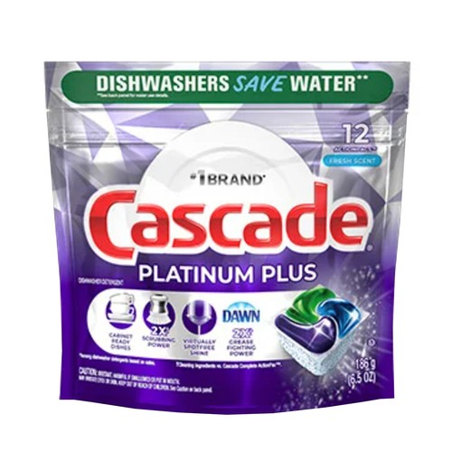 Cascade Platinum Plus Dishwasher Detergent Action Pack Fresh Scent 12 EA