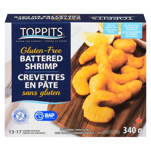 Toppits Gluten-Free Shrimp Battered Frozen & Uncooked 340 g