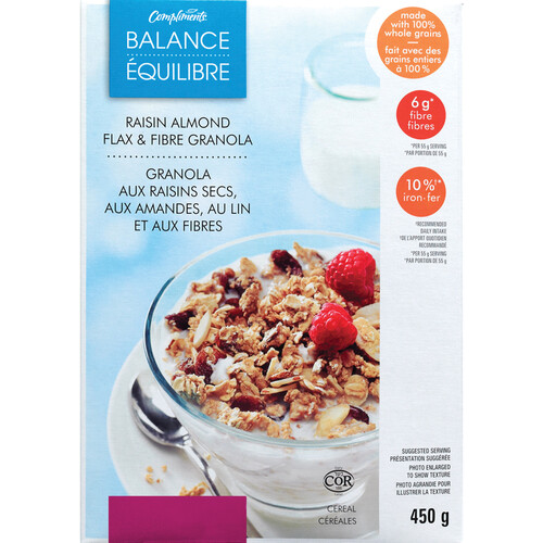 Compliments Balance Granola Cereal Raisin Almond Flax & Fibre 450 g