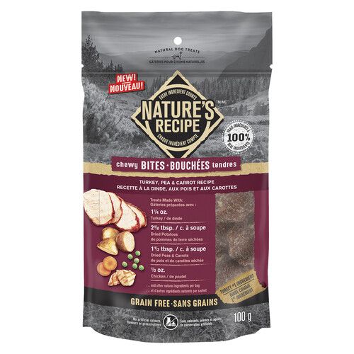 Nature's Recipe Grain Free Dog Treats Turkey Pea & Carrot 100 g