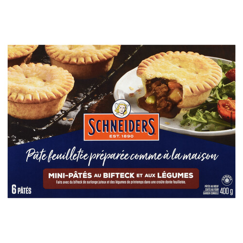 Schneiders Frozen Mini Steak & Vegetable Pies 400 g