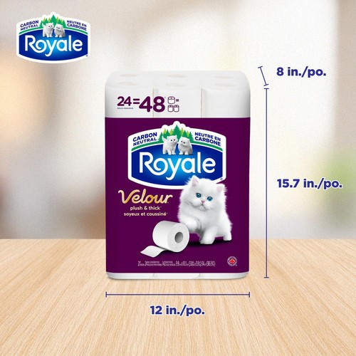 Royale Velour Toilet Paper 2-Ply 24 Rolls x 142 Sheets 