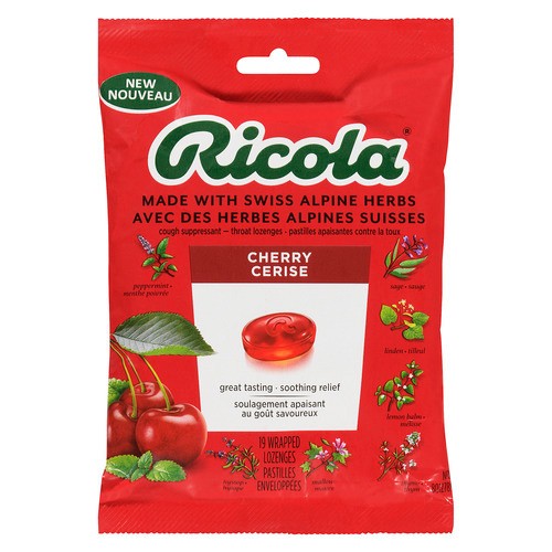 Ricola Cough Suppressant Throat Lozenges Cherry 19 Count
