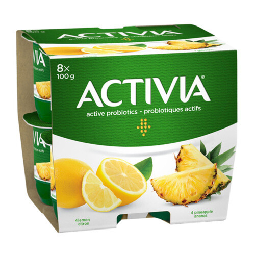 Activia Yogurt With Probiotics Lemon Pineapple 8 x 100 g