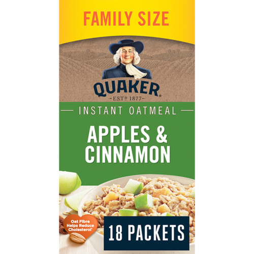 Quaker Instant Oatmeal Apples & Cinnamon Family Size 18 x 33 g