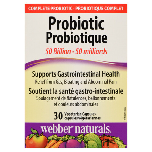 Webber Naturals Probiotic Supplement 50 Billion 30 Capsules