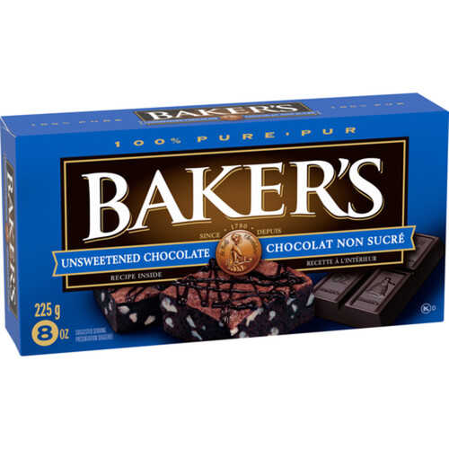 Baker's 100% Pure Unsweetened Chocolate Baking Bar 225 g