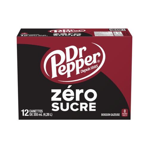 Dr Pepper Zero Sugar Soft Drink 12 x 355 ml (cans)