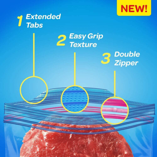 Ziploc Freezer Bags Grip 'n Seal Technology Large Mega Pack 60 Bags