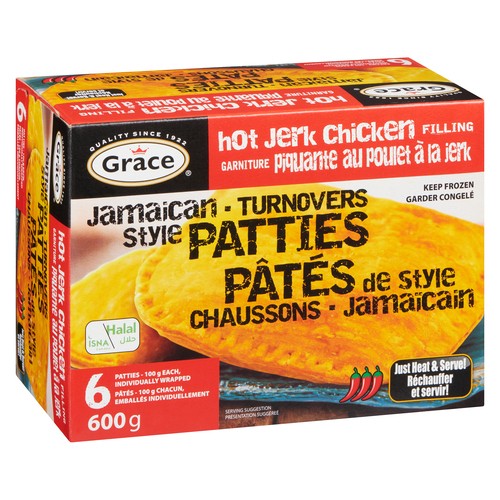 Grace Frozen Patties Jerk Chicken Hot 600 g