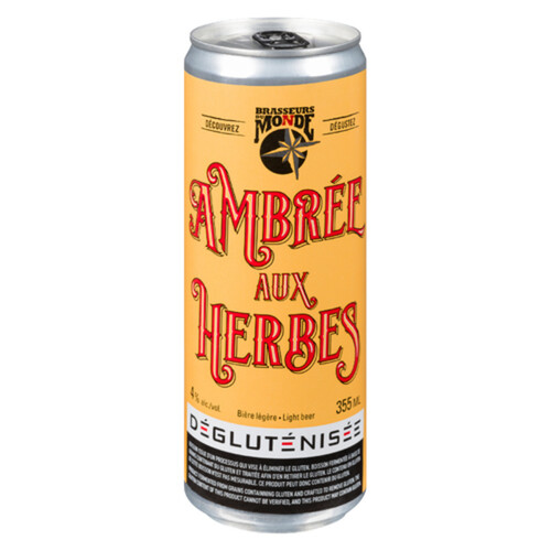 Brasseurs Du Monde Ambrée Aux Herbes Déglut Beer 4% Alcohol 355 ml (can)