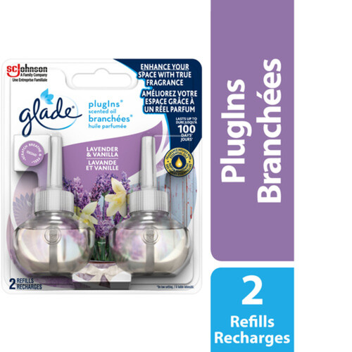 Glade PlugIns Scented Oil Air Freshener Refill Lavender & Vanilla 2 Refills