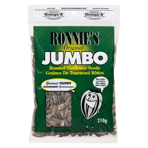 Ronnie's Original Jumbo Roasted Sunflower Seeds Gourmet Seasoned 210 g