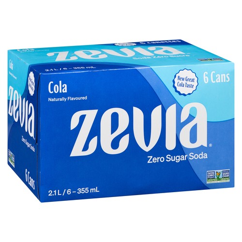 Zevia Zero Calorie Soft Drink Cola Natural 6 x 355 ml (cans)
