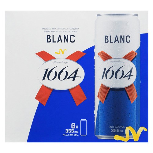 Kronenbourg 1664 Blanc Beer Hint Of Citrus 6 x 355 ml (cans)