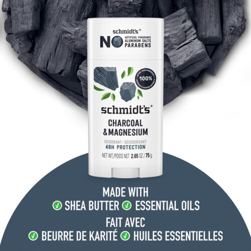 Schmidt's Natural Origin Deodorant Charcoal & Magnesium For Women Men 75 g