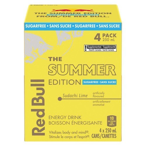 Red Bull Sugar-Free Energy Drinks The Summer Edition Sudachi Lime 4 x 250 ml (cans)