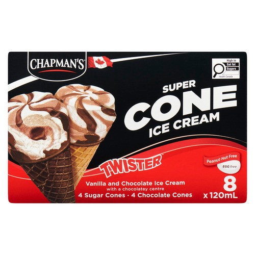Chapman's Super Cone Ice Cream Chocolate Twister 8 x 120 ml