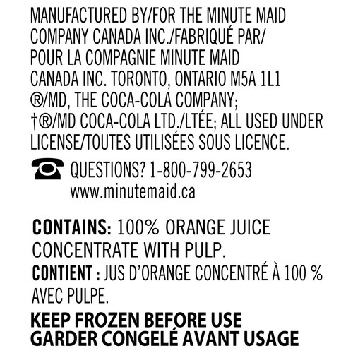 Minute Maid Frozen Beverage Concentrate Orange Juice Home Squeezed Style 295 ml