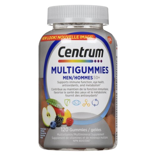 Centrum MultiGummies Multivitamin Men 50+ Sour Apple Tropical Mixed Berry 120 Count