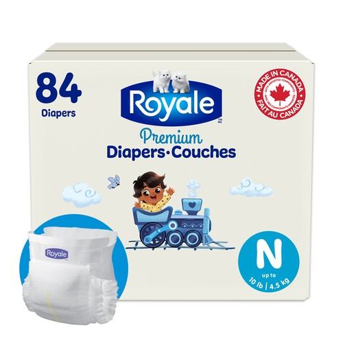 Royale Premium Disposable Baby Diapers Super Pack Size Newborn 84 Count