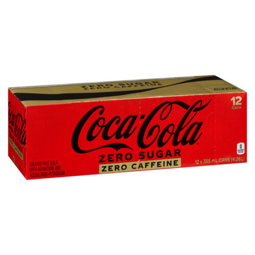 Coca Cola Soft Drink Zero Sugar Caffeine 12 x 355 ml (cans)