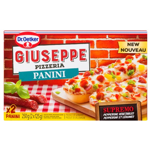 Dr. Oetker Giuseppe Frozen Pizzeria Supremo Pizza Panini 250 g