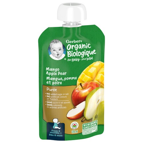 Gerber Organic Baby Food Purée Mango Apple Pear 128 ml