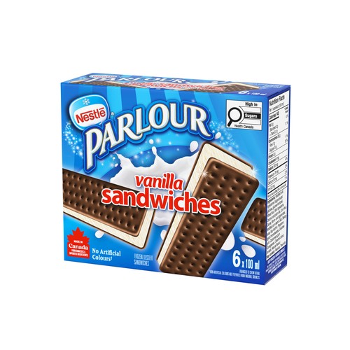 Nestlé Parlour Frozen Dessert Sandwiches Vanilla 6 x 100 ml