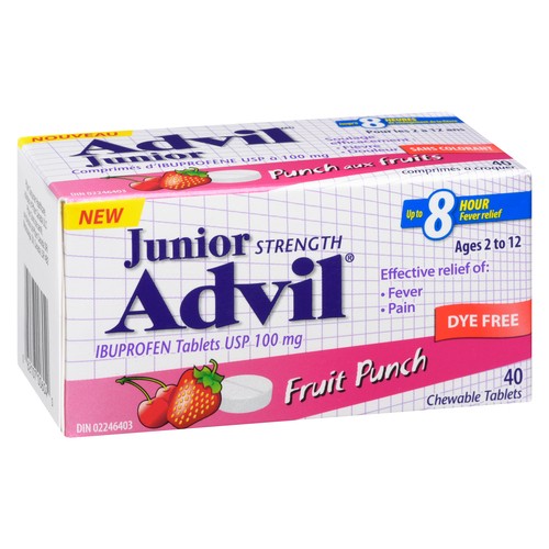 Children's Advil Dye-Free Junior Chew Tab Fruit Punch 40 EA