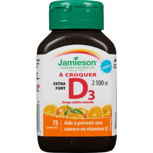 Jamieson 2500 IU Chewable Vitamins D3 Orange 75 EA Voilà Online