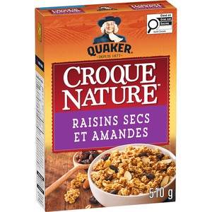 Quaker Croque nature granola céréales raisins et amandes 510 g