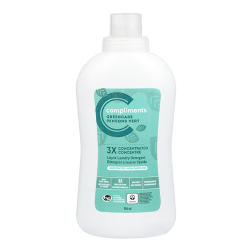 Compliments Liquid Laundry Detergent Green Care Unscented 946 mL