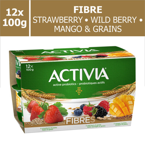 Activia Probiotic Yogurt Strawberry Wildberry Mango Value Size 12 x 100 g