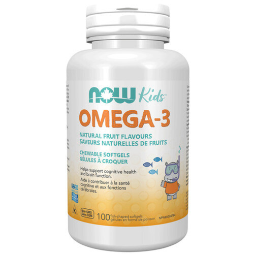 Now Kids Omega-3 Fish-Shaped Softgels Natural Fruit Flavours 90 Count