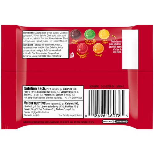 Skittles Original Gummy Candy Full Size Bag 57 g