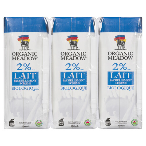 Organic Meadow Organic 2% Milk Partly Skimmed  3 x 250 ml