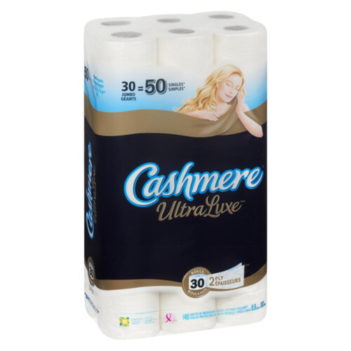 Cashmere Toilet Paper Ultra Luxe 2-Ply 30 Rolls x 140 Sheets 