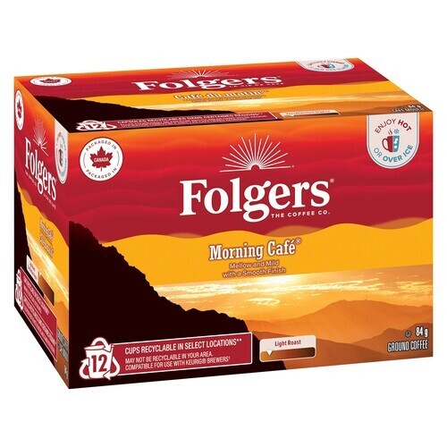 Folgers Ground Coffee Morning Cafe Light Roast 12 K-Cups 84 g