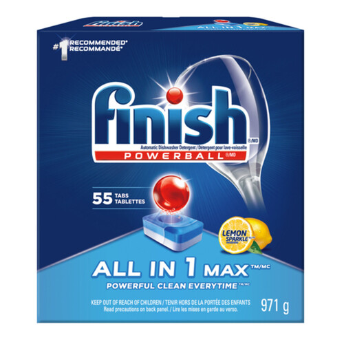 Finish Dish Cleaning Detergent All-in-One Max Lemon Scent 55 Tabs