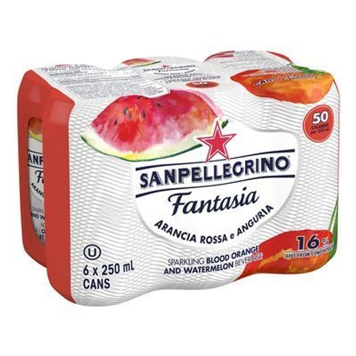 San Pellegrino Sparkling Beverage Blood Orange And Watermelon 6 x 250 ml (cans)