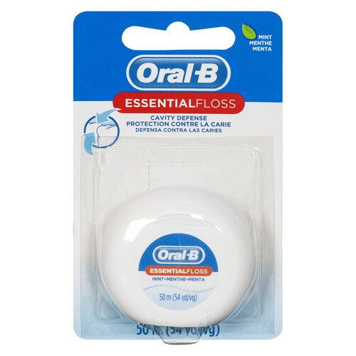 Oral-B EssentialFloss Mint Dental Floss Cavity Defense Waxed 50m