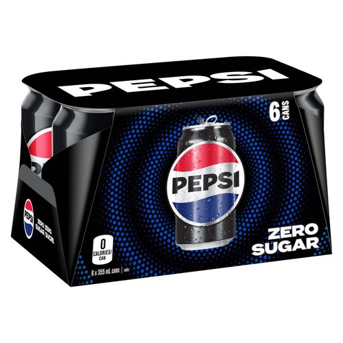 Pepsi Zero Sugar Soft Drink 6 x 355 ml (cans)