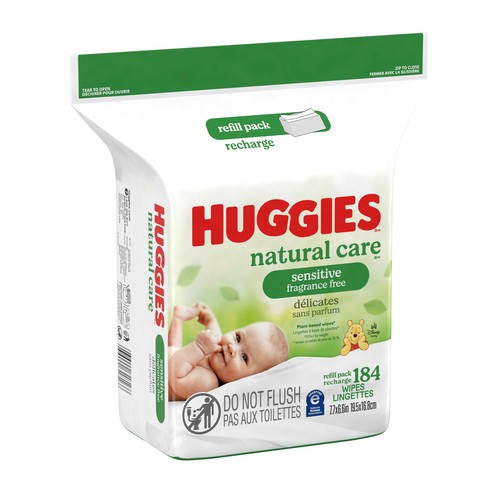 Huggies Natural Care Sensitive Baby Wipes Refill Pack Unscented 184 Count