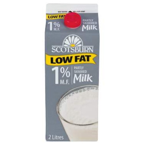 Scotsburn 1% Carton Partly Skimmed Milk 2 L