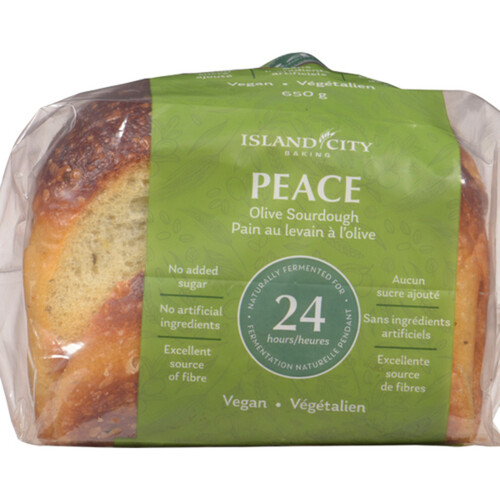 Island City Baking Peace Vegan Breads Olive Sourdough 650 g