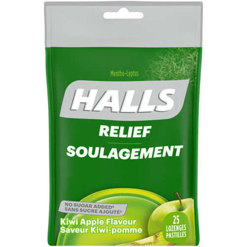 Halls Cough Relief Lozenges Kiwi Apple Flavour 25 Count