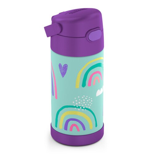 FUNtainer Vacuum Insulated Stainless Steel Bottle With Straw Rainbows 350 ml