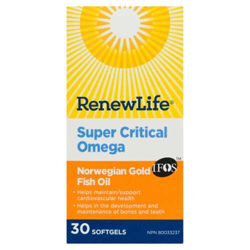 Renew Life Super Critical Omega Norwegian Gold Fish Oil Softgels 30 Count